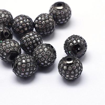 Rack Plating Brass Cubic Zirconia Beads ZIRC-S001-10mm-A04-1
