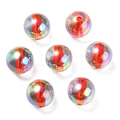 UV Plating Transparent Rainbow Iridescent Acrylic Beads OACR-F004-01E-1