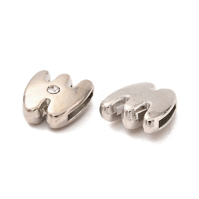 Letter Slider Beads for Watch Band Bracelet Making ALRI-O012-W-NR-1