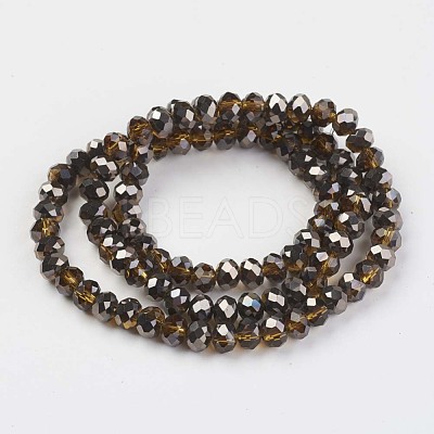 Electroplate Transparent Glass Beads Strands EGLA-A034-T6mm-P15-1