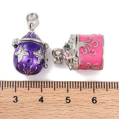 Platinum Color Brass Prayer Box Pendants KK-G189-M3-1