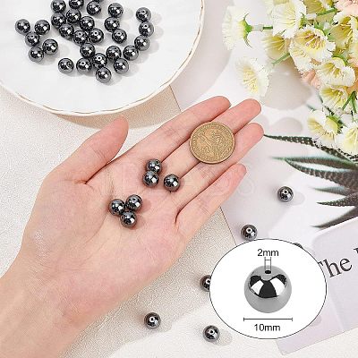 Non-magnetic Synthetic Hematite Beads Strands G-OC0001-65-10mm-1