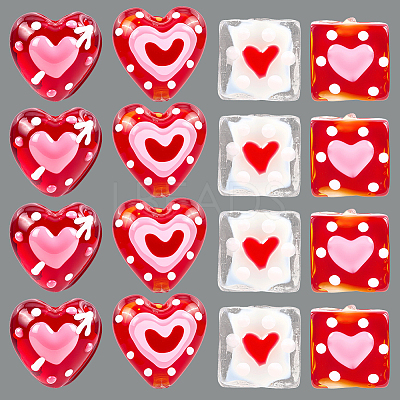 16Pcs 4 Styles Handmade Lampwork Enamel Beads LAMP-PA0001-06-1