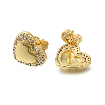 Brass Pave Clear Cubic Zirconia Stud Earrings EJEW-M088-04G-1