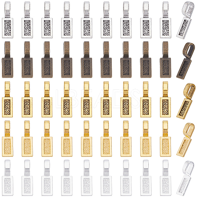 100Pcs 5 Colors Tibetan Style Alloy Glue-on Flat Pad Bails FIND-SP0001-89-1