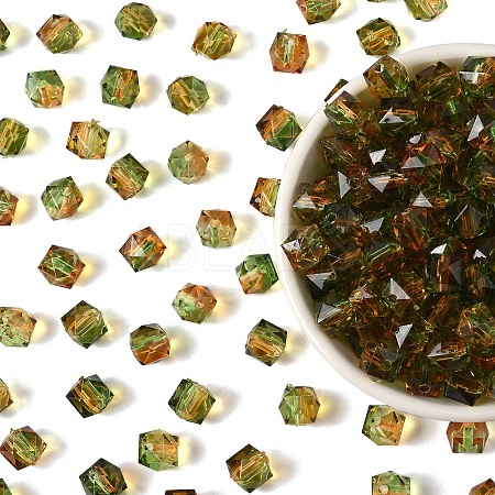 300Pcs Two Tone Transparent Spray Painted Acrylic Beads ACRP-YW0001-16B-1