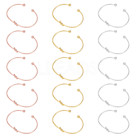15Pcs 3 Colors Alloy Hollow Heart Open Cuff Bangles Set for Women BJEW-AN0001-57-1