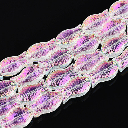 Transparency Electroplate Glass Beads Strands GLAA-T023-40B-01-1