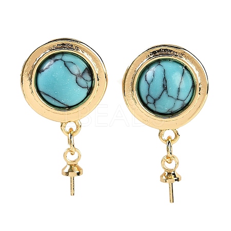 Synthetic Turquoise Stud Earring Findings KK-P283-04G-1