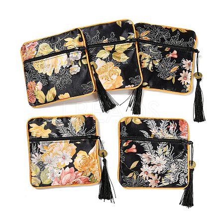 Chinese Style Floral Cloth Jewelry Storage Zipper Pouches AJEW-D063-01A-1