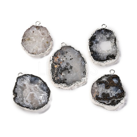 Imported Natural Geode Agate Big Pendants G-G895-08S-01-1