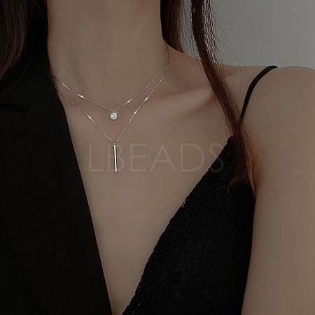 Alloy with Rhinestone Double-Layer Necklace PW-WG33138-01-1