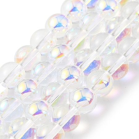 Transparent Electroplate Glass Beads Strands GLAA-T032-T6mm-C18-1