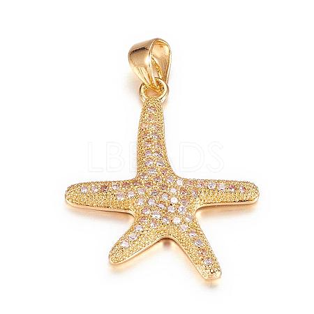 Brass Micro Pave Cubic Zirconia Pendants ZIRC-P060-15G-1