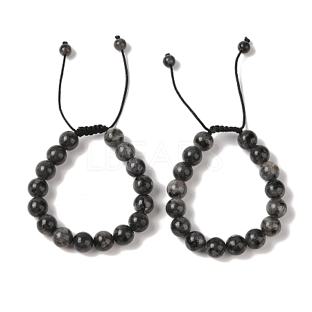 10mm Round Natural Larvikite Braided Bead Bracelets BJEW-C067-01C-07-1
