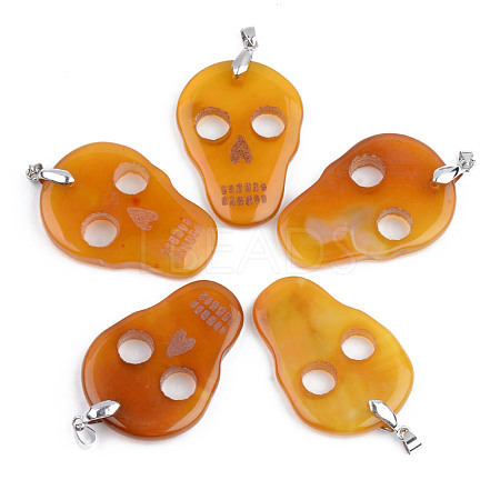 Halloween Themed Natural Agate Big Pendants G-S359-181A-1