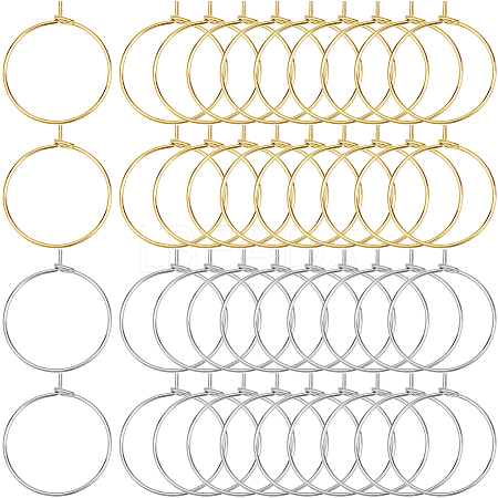 200Pcs 2 Colors Brass Wine Glass Charm Rings KK-SP0001-32A-1