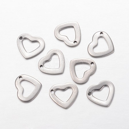 Tarnish Resistant 304 Stainless Steel Open Heart Charms STAS-F035-02-1