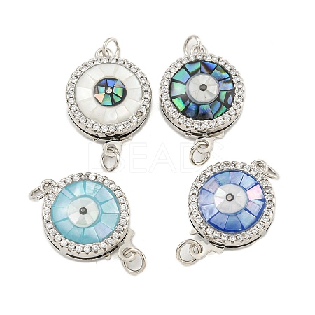 Rack Plating Brass Micro Pave Cubic Zirconia & Shell & Enamel Box Clasps KK-S373-03P-1