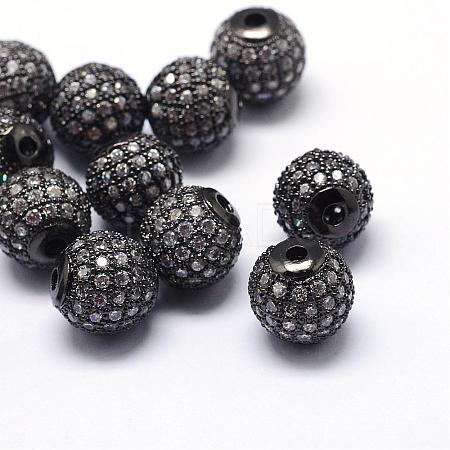 Rack Plating Brass Cubic Zirconia Beads ZIRC-S001-10mm-A04-1
