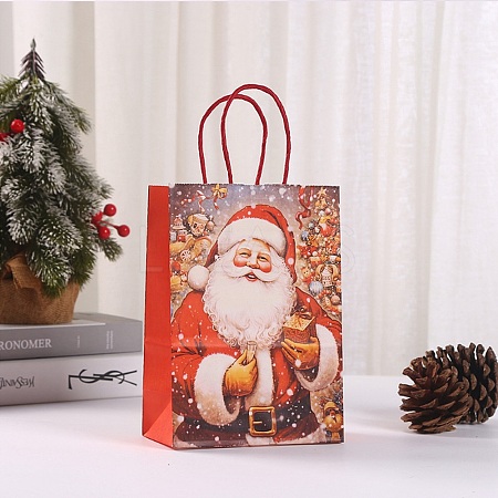 Christmas Paper Santa Claus Printed Tote Bags ABAG-P015-04A-1