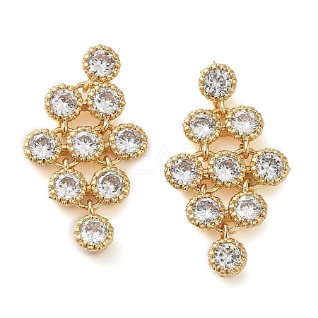 Brass Micro Pave Cubic Zirconia Stud Earring EJEW-H103-11G-1