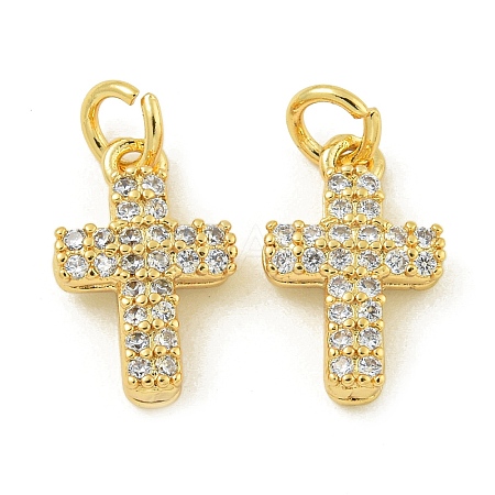 Rack Plating Brass Micro Pave Clear Cubic Zirconia Charms KK-Z067-23G-09-1