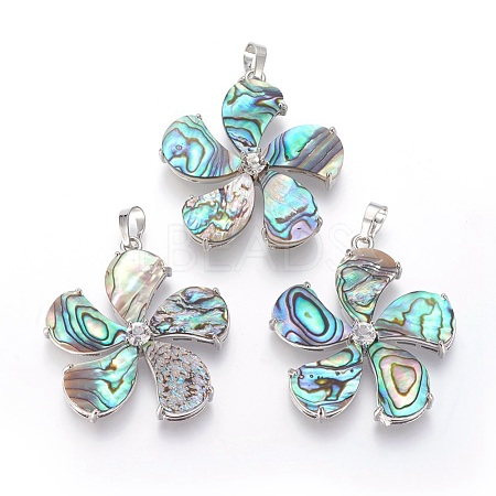 Abalone Shell/Paua Shell Pendants SSHEL-L008-64A-1