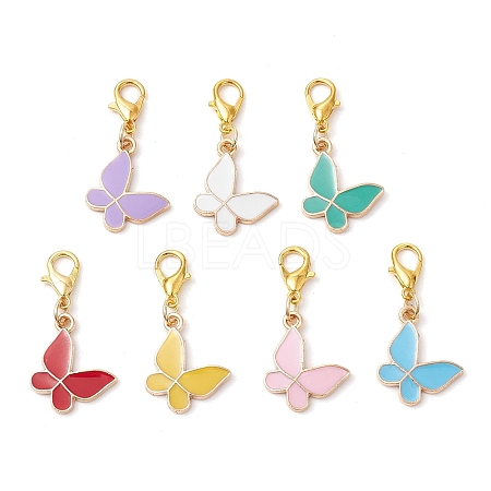 Alloy Enamel Butterfly Pendant Decorations HJEW-JM02837-1