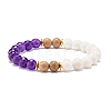 Mixed Stone & Wood Round Beads Stretch Bracelets for Women BJEW-JB07503-2