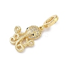 Brass Micro Pave Clear Cubic Zirconia Sea Animals European Dangle Charms KK-Z143-02G-01-2