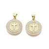 Religion Brass Micro Pave Clear Cubic Zirconia Pendants KK-N287-43G-03-1