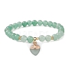 Natural Green Aventurine Round Beaded Stretch Bracelets BJEW-JB09727-05-1