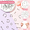 40Pcs 20 Styles 316L Surgical Stainless Steel & 316 Surgical Stainless Steel Hoop Nose Rings & Labrets AJEW-CJ0001-73-3