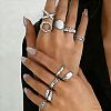 10Pcs Alloy Finger Rings Set for Women WGC74B8-04-1