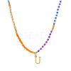 Rainbow Gradient Glass Seed Beaded Necklaces AF2375-21-1