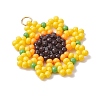 Beaded Sunflower Charms PALLOY-MZ00450-3