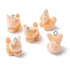 Animal Flocking Resin Pendants RESI-A049-03A-1