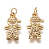 Brass Micro Pave Clear Cubic Zirconia Pendants ZIRC-C020-36G-1