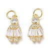 Brass Micro Pave Clear Cubic Zirconia Charms ZIRC-Q024-10G-1