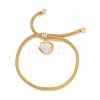 Crystal Rhinestone Heart Charm Slider Bracelet with Round Mesh Chain for Women BJEW-C013-05G-1