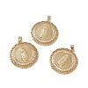 Brass Micro Pave Clear Cubic Zirconia Pendants KK-G439-09G-4