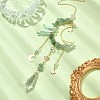 Natural Green Aventurine Chips & Brass Moon Pendant Decorations HJEW-TA00066-02-3