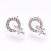 Brass Micro Pave Cubic Zirconia Stud Earring Findings X-KK-F753-09P-RS-1