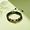 2Pcs 2 Style Natural Obsidian & Synthetic Hematite Braided Bead Bracelets Set with Cubic Zirconia Leopard BJEW-JB08119-01-2