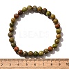 Natural Unakite Bead Stretch Bracelets BJEW-K212-A-006-4