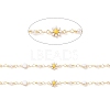 Brass Enamel Flower & Flat Round Link Chains CHC-P009-32G-2