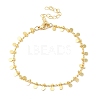Brass Flat Round Charms Chain Bracelets for Women BJEW-G672-04G-1