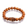 Men's Wood Beads Stretch Bracelets BJEW-JB04122-02-1