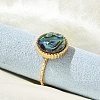 Flat Round 304 Stainless Steel Paua Shell Cuff Rings for Women X-RJEW-G346-10G-01-3